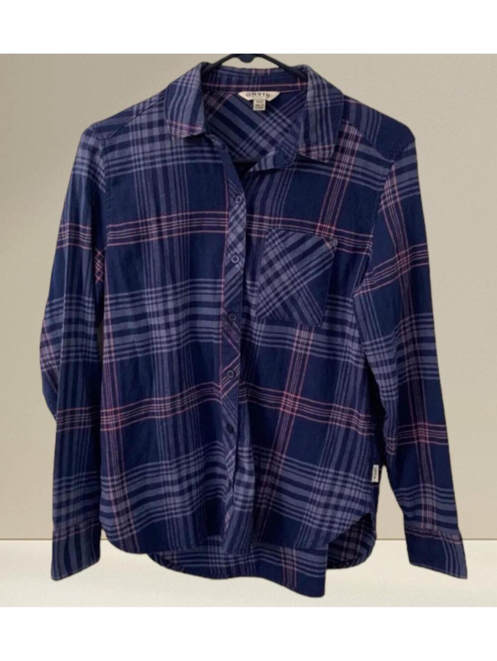 Orvis womens blue/purple Pink plaid long sleeve button down shirt Size Small Sm